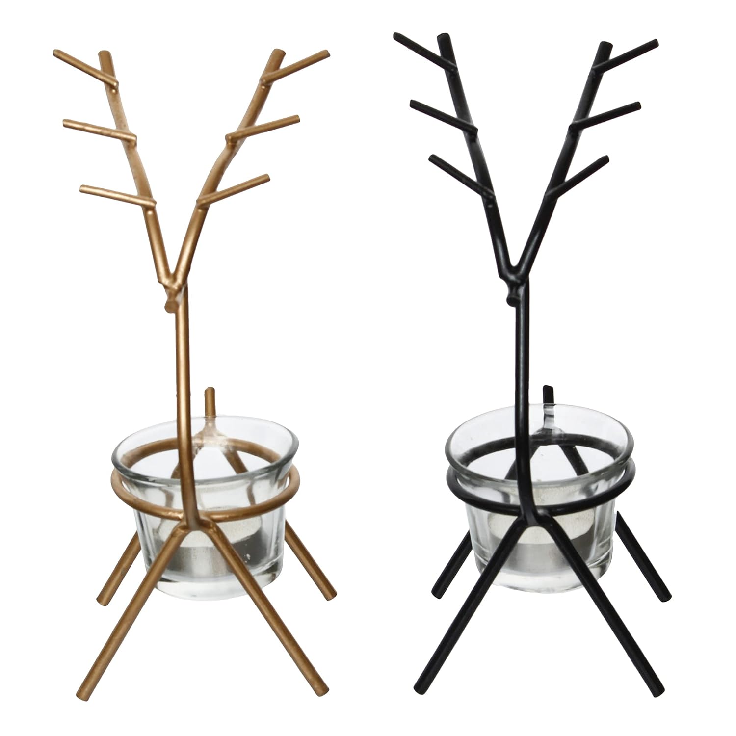 eCraftIndia Set of 2 Deer Shape Decorative Handcrafted Diya Holder