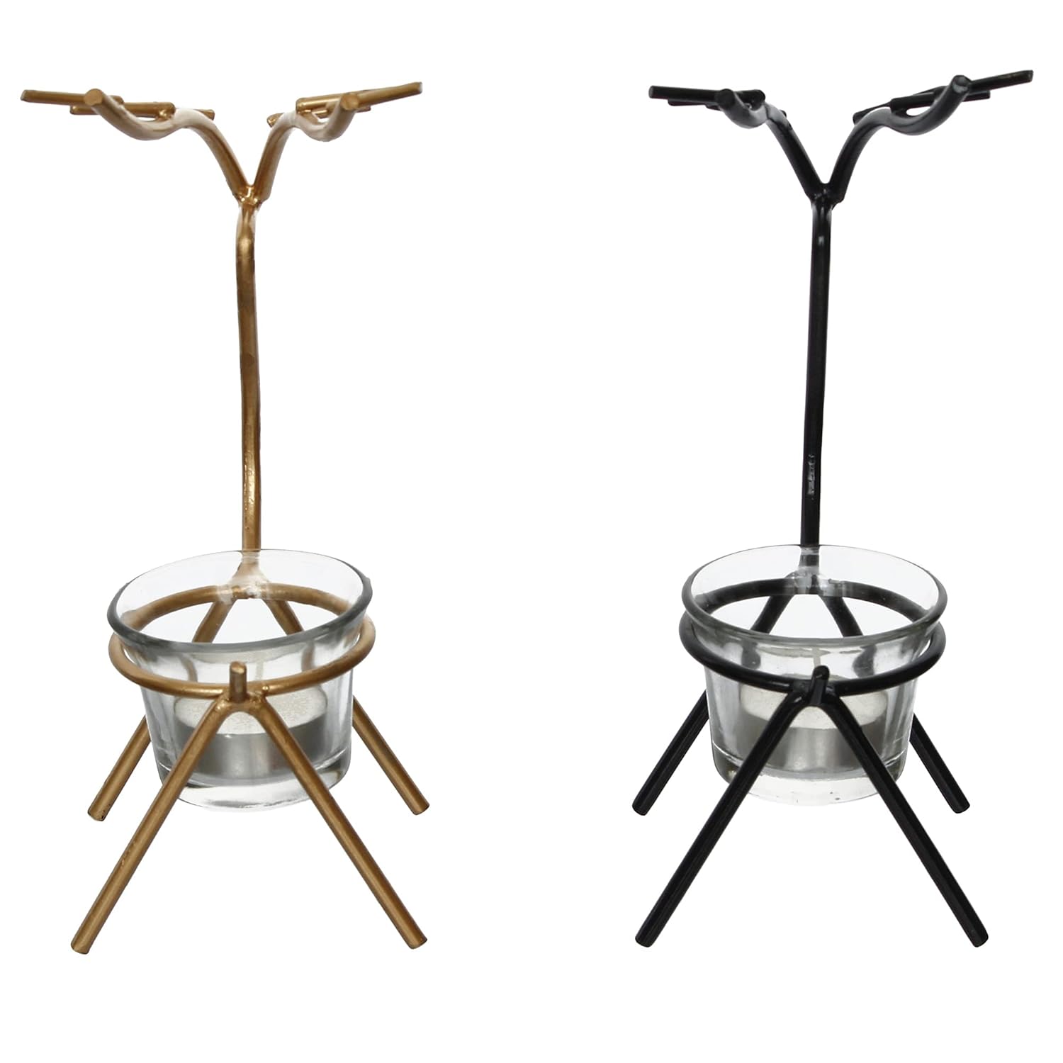 eCraftIndia Set of 2 Deer Shape Decorative Handcrafted Diya Holder