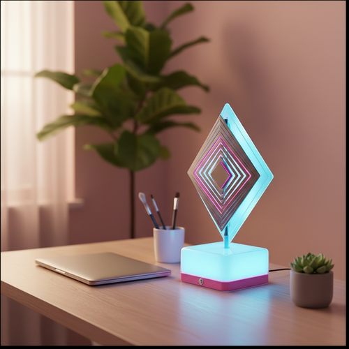 3D 360 Rotating Square Night Light